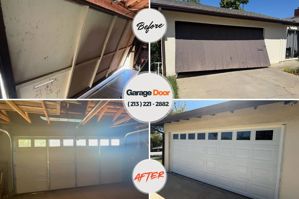 Before and after: garage door repair Seadrift, TX